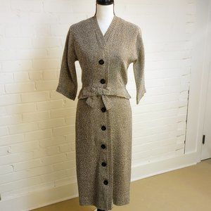 Vintage 50s heathered-brown wool dress, size 6
